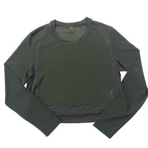 ADIDAS‎ Sheer Goprcore Long Sleeve Crop Top Dark Green M/L Techwear Activewear